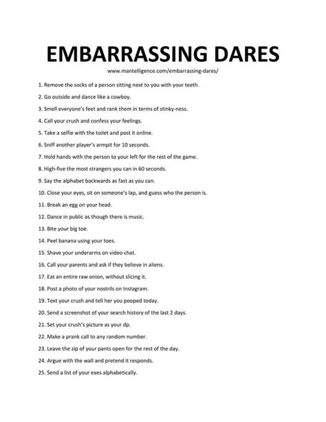 embarrassing dare questions|72 Really Embarrassing Dares for Friends (Over Text, IRL, Online).